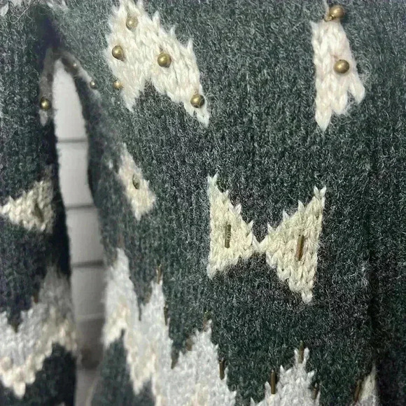 J. Jill Wool Blend Knit Embellished Fair Isle Cardigan Sweater Size XS - Picture 2 of 9